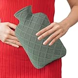 Fyrdyn Bolsa de Agua Caliente 1.2L - Pack de Calor para Calambres | Hasta 6 Horas De Calor Con Funda Antifugas Para Piernas Espalda Cuello Niños Viajes Invierno