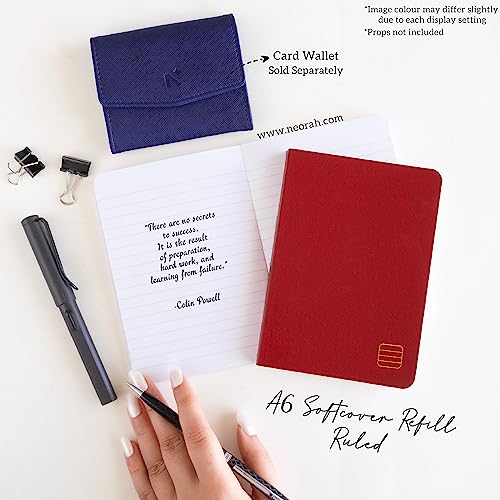 Image of NEORAH - A6 Ruled Notebook SOFT COVER | Organiser REFILL | Ruled Journal | 110 GSM | 160 pages (Size 14.8 cm x 10.5 cm) Planner Journaling Writing Note Taking Diary, Travellers Journal -RED