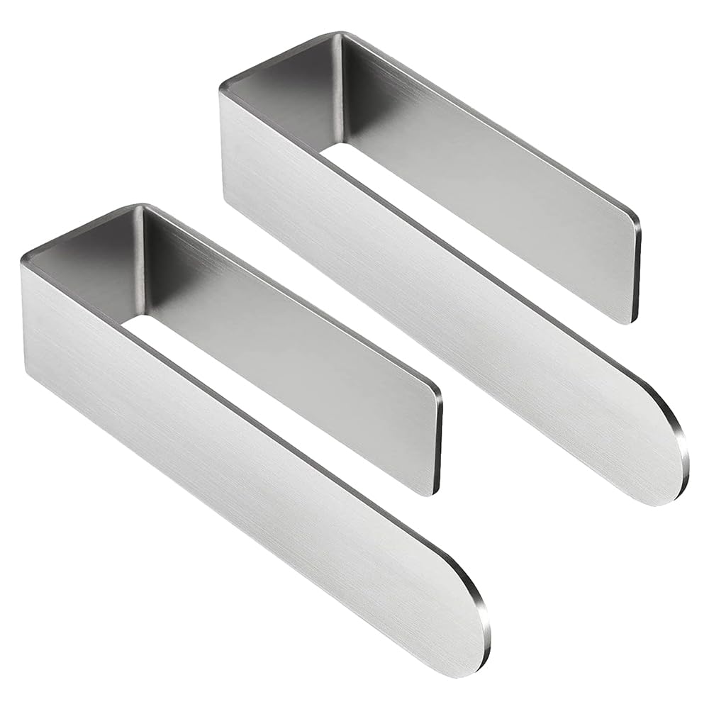 OWATRKDEY 2 Pcs Adhesive Hand Towel Holder for Bathroom – Stick-On Towel Bar, Brushed Nickel Square Design for Kitchen or Shower