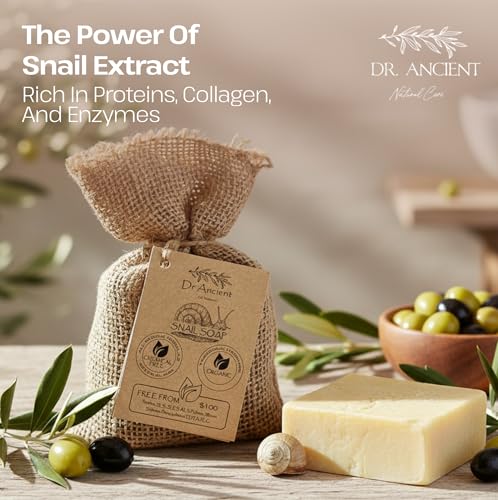 Image of Dr.Ancient Snail Soap Bar, Organic Soap Bars Handcrafted the Traditional Way, Natural Chemical-Free, Vegan, Used for Face Wash, Body Wash, Hand Cleansing and Daily Skin Care, Gentle Cleanser