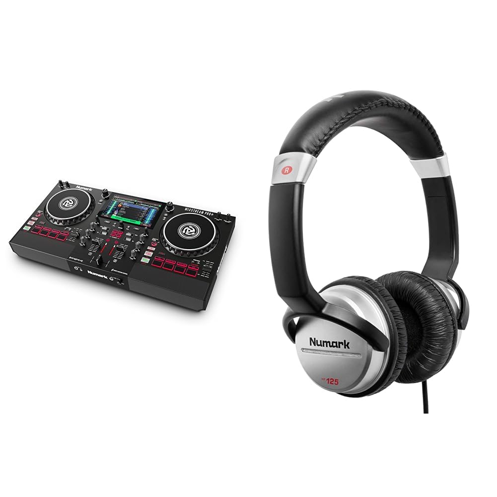 Numark Mixstream Pro+ Standalone DJ Controller & HF125 - professioneller DJ Kopfhörer mit 1.8m Kabel