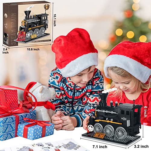 Brick Story Train Building Toys, Classic Steam Train, Creator Locomotive Model, Retro City Train Set, Creative Construction Brick For Kids Boys 6-12 246 Pieces #TOP4