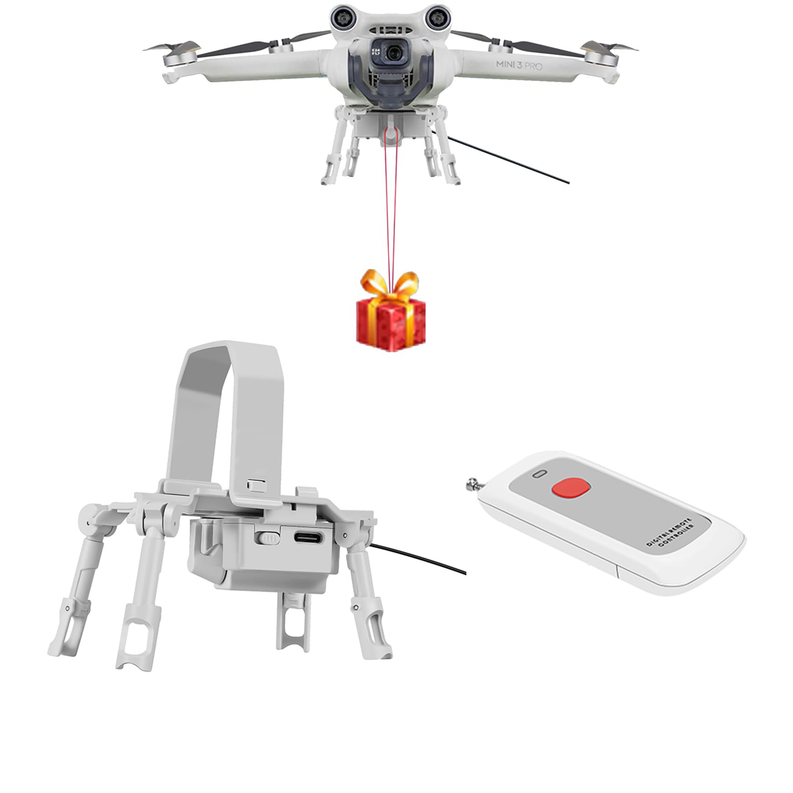 sistema di lancio per drohne dji mini 3 pro con capacità di carico 200g e raggio di controllo 1000m in grigio chiaro