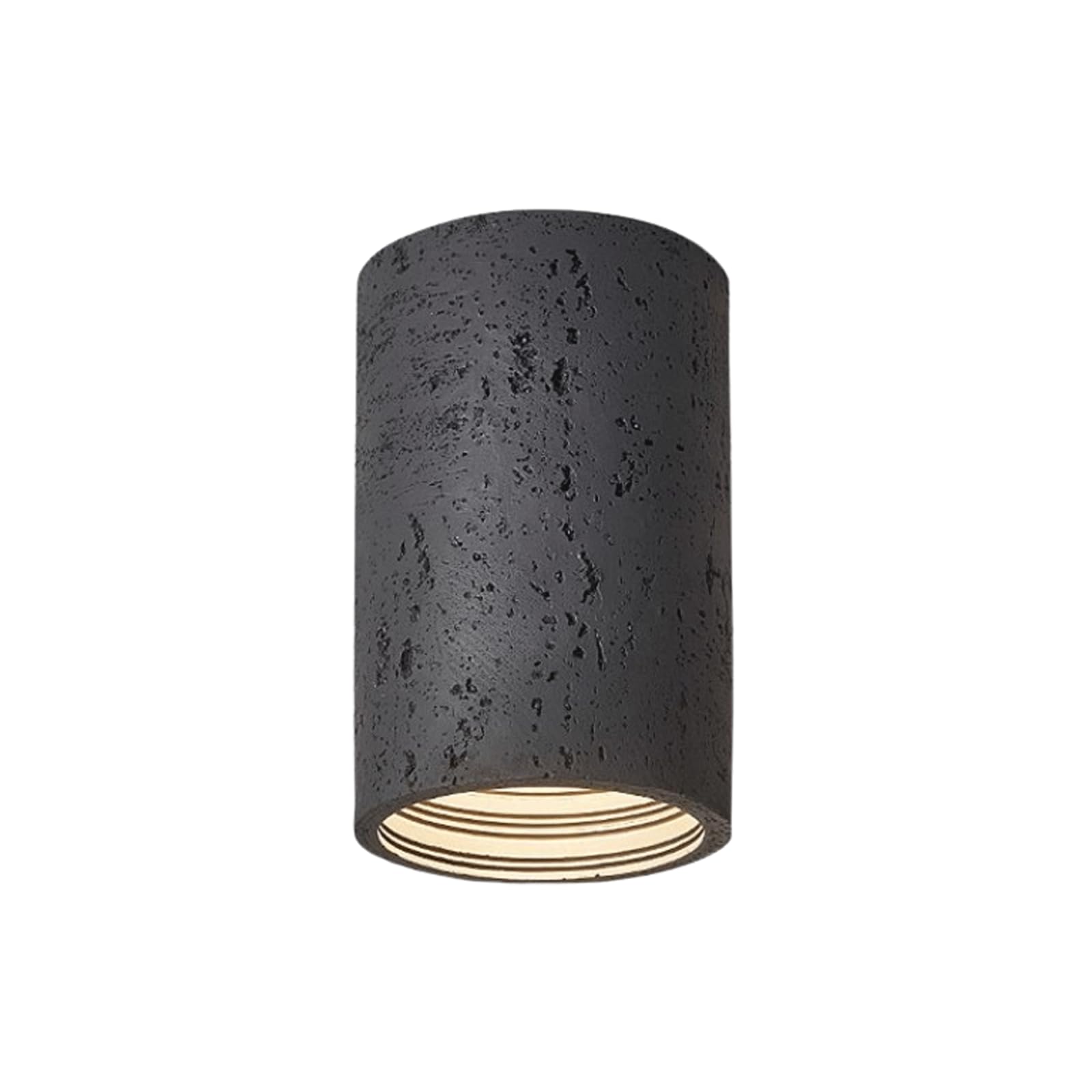 AWEITG 6W LED Flush Mount Ceiling Light - Wabi-Sabi Style Imitation Cave Stone Design for Hallway and Corridor Lighting(Black,14x20cm)