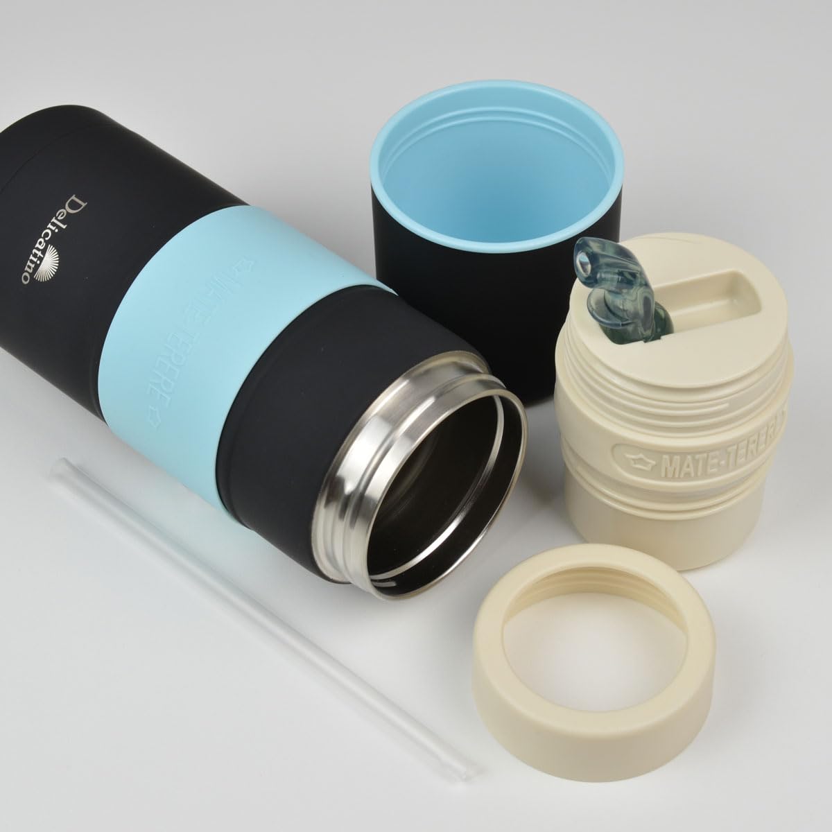 Matelisto Autocebante Schwarz, Thermoskanne, Matebecher und Bombilla 3 in 1 aus Edelstahl, Doppelwandige Isolierung, Bombilla de Té Mate, Yerba Mate, Mate Tee, 500 ml