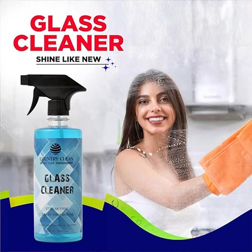Image of Glass Cleaner Spray- 500 ml, Round Bottle Car Glass Cleaner Liquid and All Surface Solution for Car, Kitchen and Home Surfaces with microfiber cloth