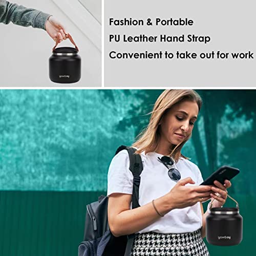 Insulated Food Jar,24 Oz Leakproof Insulated Food Soup Container,Stainless Steel Vacuum Thermal Insulated School Hot Lunch Containers For Kids Adults Wide Mouth Food Jar For Hot Cold Food(Black) #TOP5