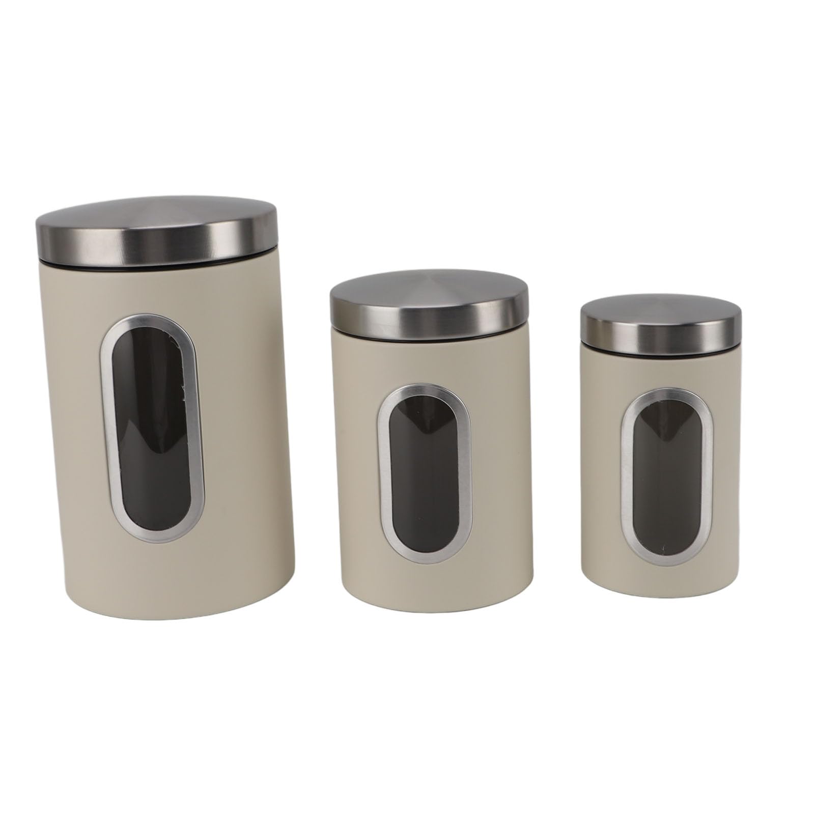 Juego de botes de cocina, recipientes herméticos para almacenar alimentos con tapas, ventana transparente, apilables para ahorrar espacio, para organización de despensa (Beige)
