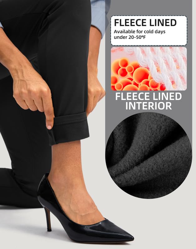 Rammus Women's Fleece Lined Dress Pants with Pockets Warm Winter Pants Cold Weather Skinny Slacks for Casual Work4