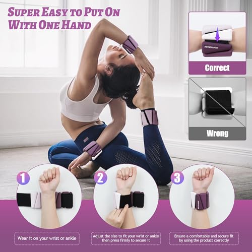 Image of BECOJADDE Ankle Weights for Women Wrist Weights Set of 2 (1 lb /2 lb Each) Adjustable Arm Leg Weight for Womens Men Suitable for Walking Swimming Running Pilates Yoga Gym