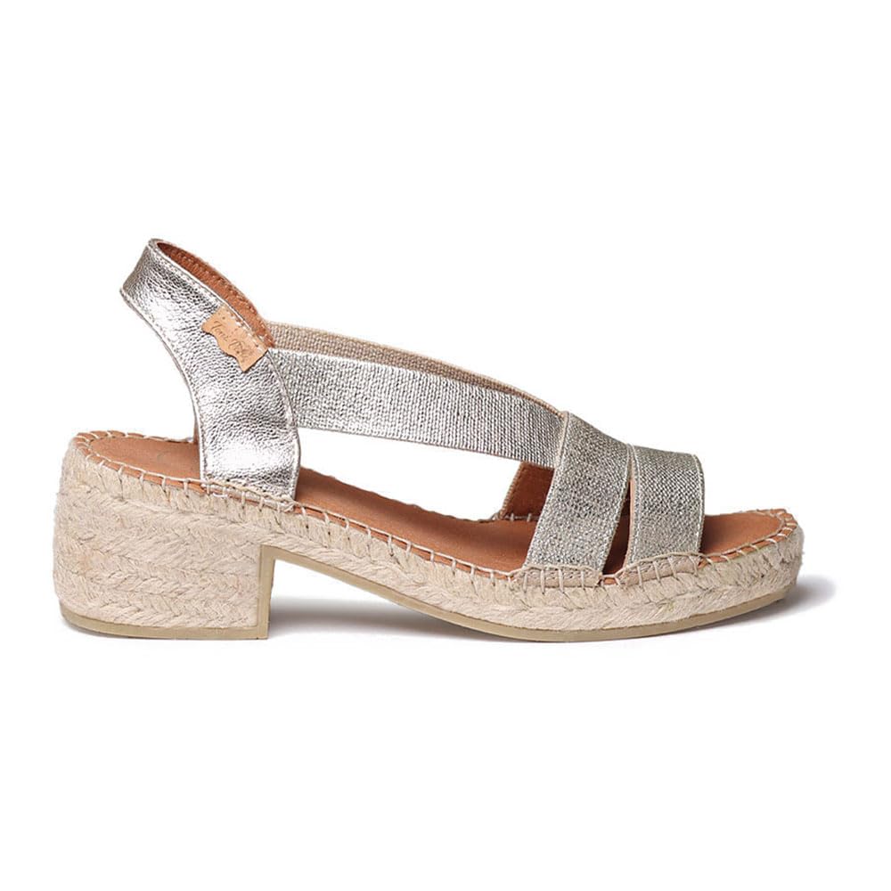 TONI PONS - Sandalias de tacón Ancho, con Base de Esparto,espadril,Suela de Goma,Tiras elásticas, para: Mujer