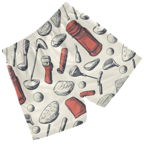 Pigsaly Boys' Swim Board Shorts Retro Golf Equipment Boy's Swim Trunks Kids Swimwear XS Multicolor2