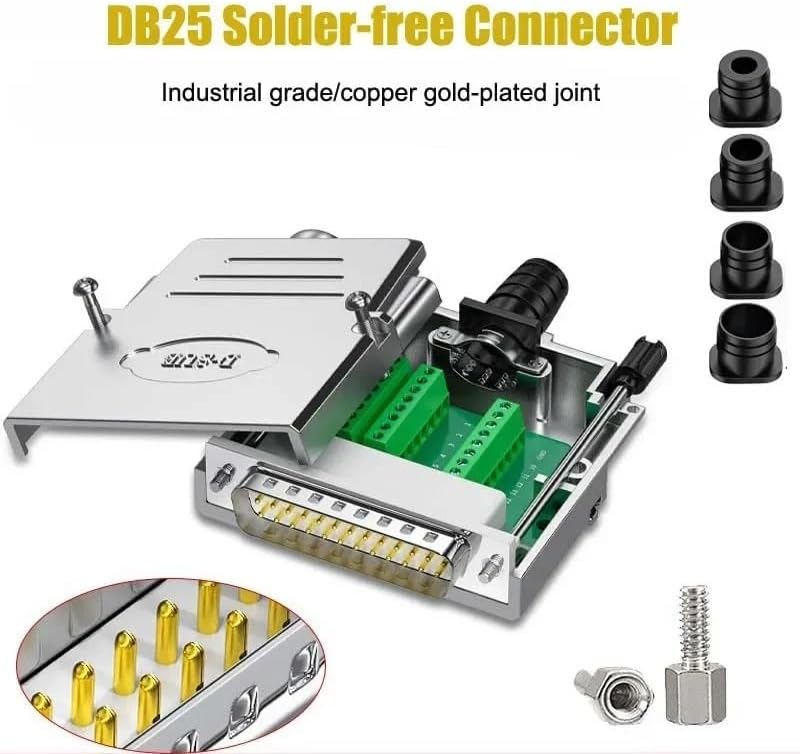 DB25 Breakout Connector Industrial Male Female Soldering-Free D-SUB 25PIN Plug Adapter DB 25 Weld-Free Serial Parallel Port Plug(SF)