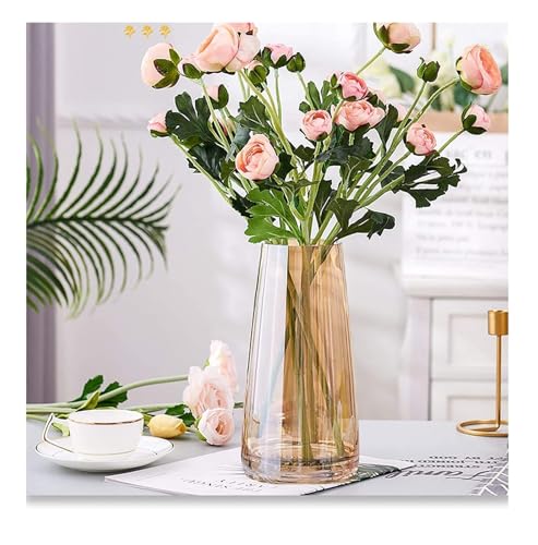 SPHINX Decorative Glass Vase for Flowers Plants Home Decor Office Living Table Decorations, Vases for Home Decor, Luster Glass Vase,Modern Glass Vase - (Crystal Amber, Approx 9 Inches Height)