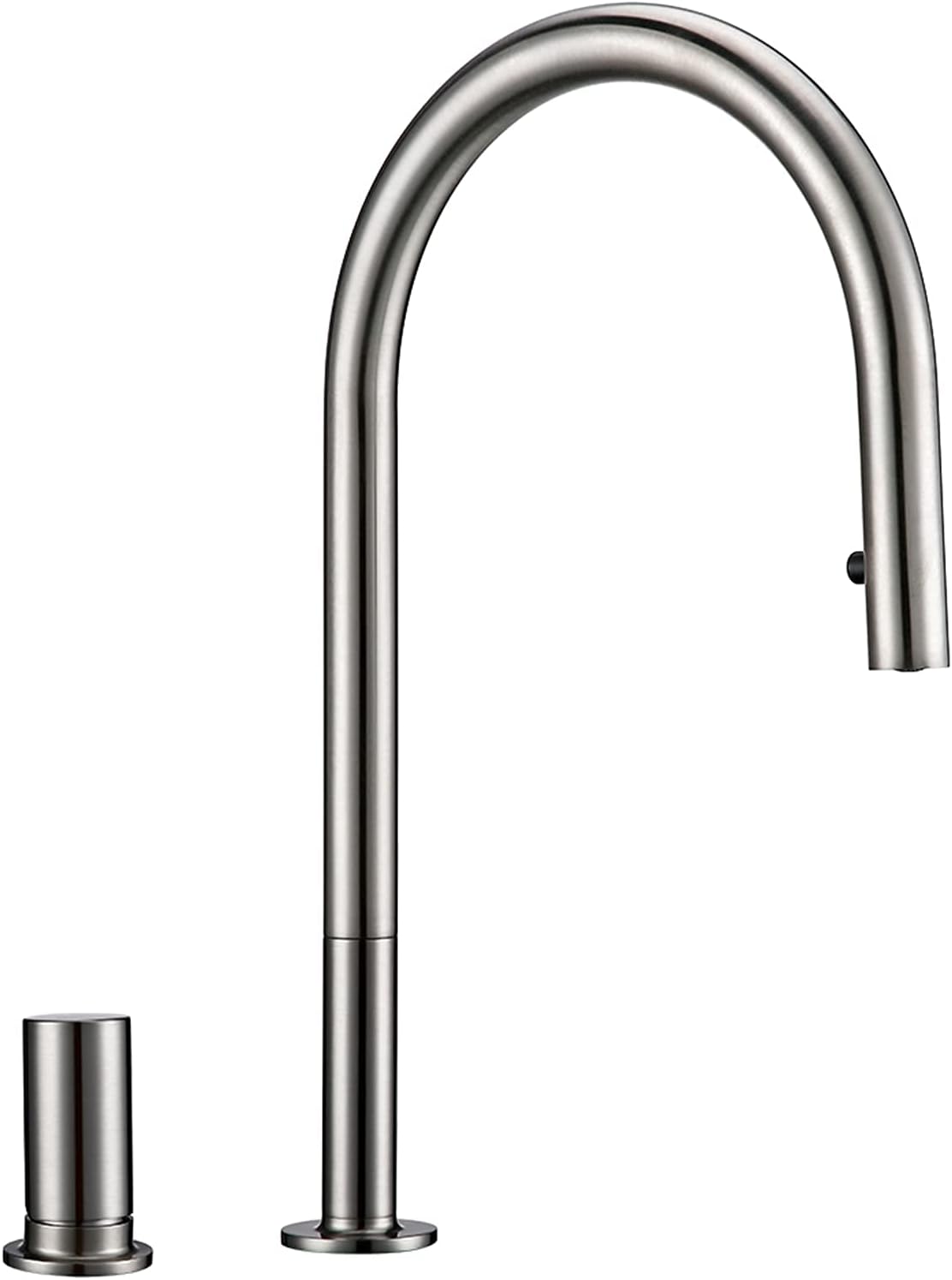 Kitchen Tap Brass Kitchen Faucet Separate Switch Kitchen Sink Mixer Pull-Out Kitchen Mixer Tap Suitable for Kitchen Two-Hole Installation,Black(Brushed Nickel)