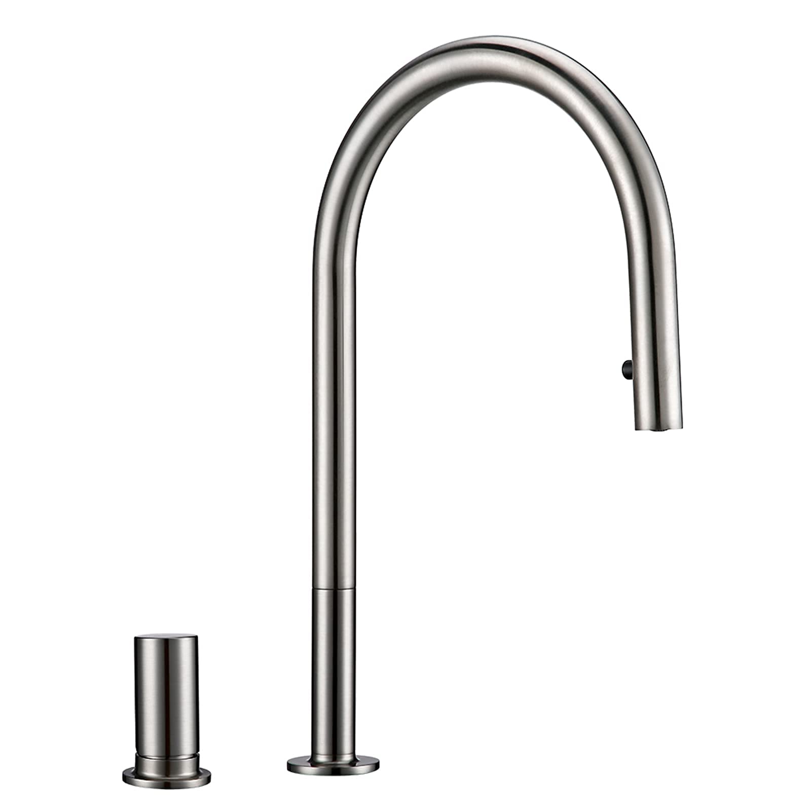 Mitigeur de cuisine extractible en laiton noir mat au design élégant à deux trous
