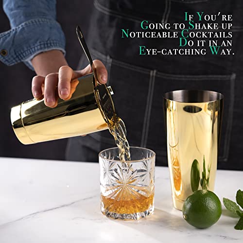 Homestia 2-Piece 18 oz & 28 oz Boston Shaker Set Boston Shaker Tins, Golden Boston Cocktail Shaker Liquor Shaker Metal Shaker Bottle, Drink Shakers Cocktail Bar Tins Shakers Bartending Alcohol Shaker - Image 5