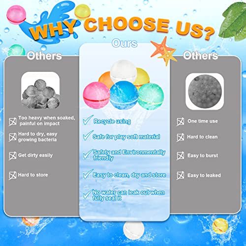 98K Reusable Water Balloons Self Sealing Easy Quick Fill, Splash Water Balls Summer Fun Outdoor Toys For Kids Ages 3+, Water Games For Boys Girls Outside Play, Backyard Swimming Pool Party (6 Pcs) #TOP2