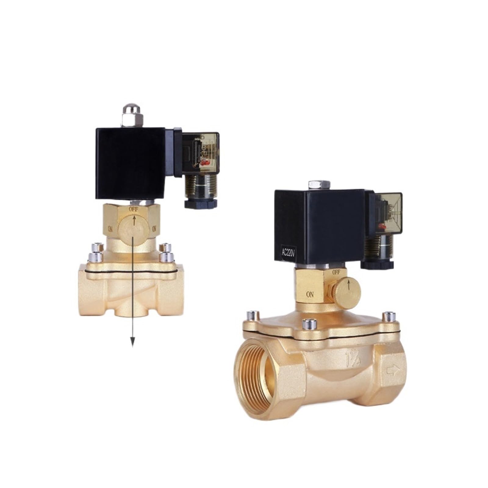 LNHHG Manual Emergency Switch Solenoid Valve Brass AC220 DC24V For Water Oil Air + Energy Saving Solenoid Valve