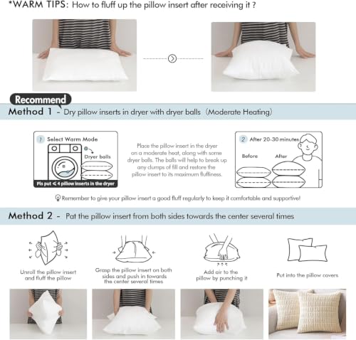 Image of MIULEE 16x16 Pillow Inserts Set of 2, Throw Pillows for Sofa Couch Bed