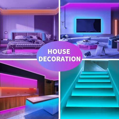 Image of KSIPZE Led Strip Lights 200ft(2x100ft) RGB Music Sync Color Changing Bluetooth Led Lights with Smart App Control Remote Led Lights for Bedroom Room Lighting Flexible Home Decor