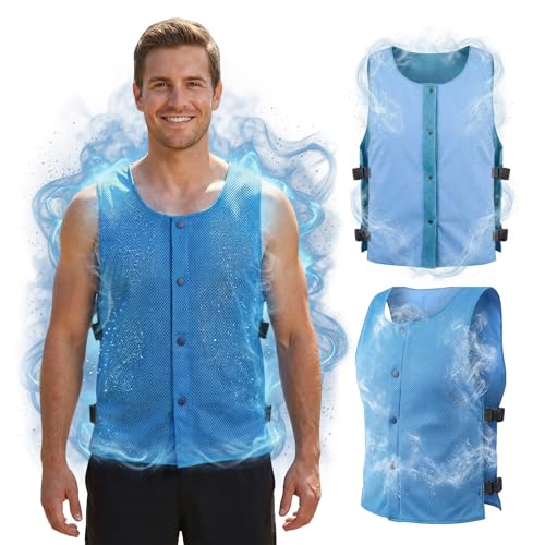 YITIAOYU Cooling Ice Vest for Men Women - Instant Heat Relief Body Cooling Vest with Adjustable Side Straps, PVA Mesh Snap-Front for Gardening, Cycling, Construction and Warehouse Work in Hot Weather