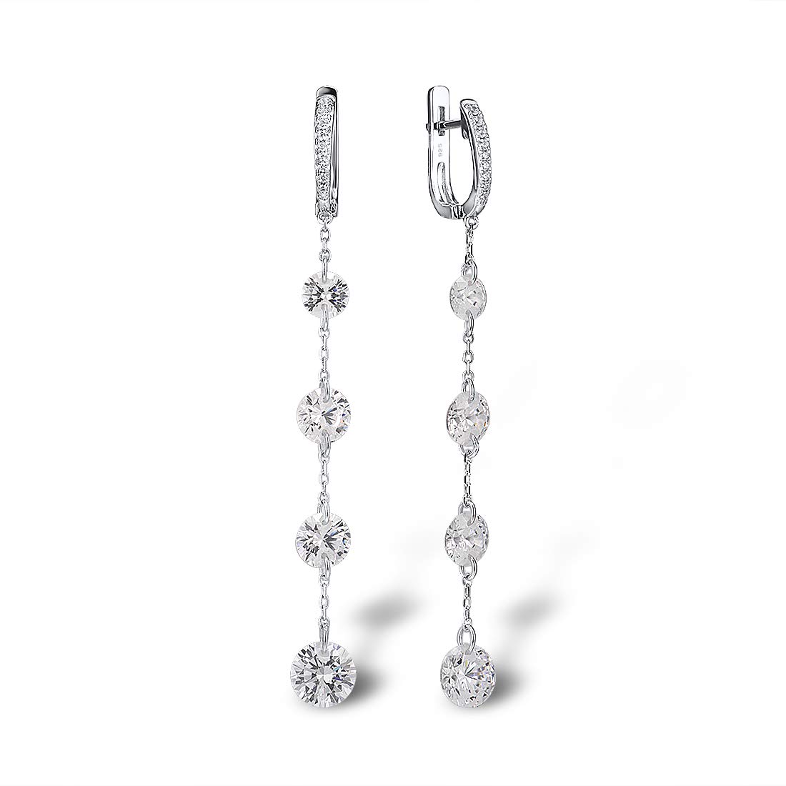 Santuzza925 Sterling Silver Cubic Zirconia Drop Earrings