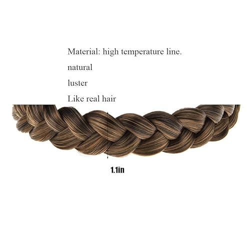 Miniatura 2 de TOECWEGR Diadema trenzada de 3 hebras sintéticas trenzadas para el cabello, diademas elásticas para el cabello trenzado, pieza para el cabello,