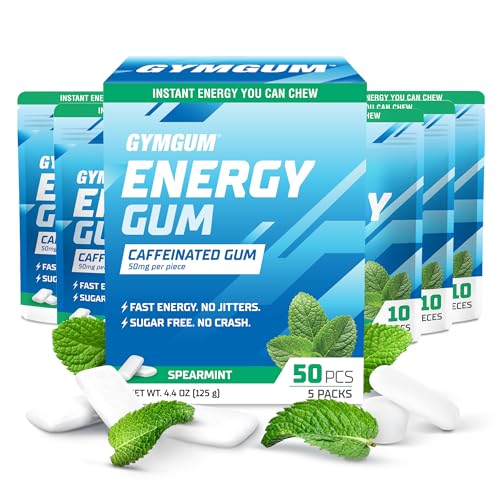 GYMGUM Caffeine Energy Gum, 50mg Caffeine & L-Theanine, Spearmint 50 Ct - image 1