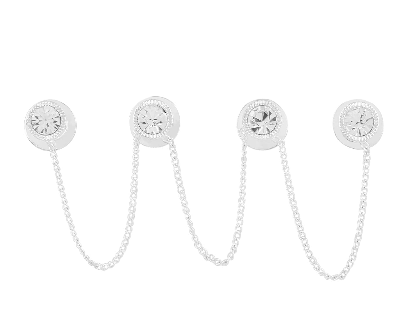 THANUS CRAFT Stone Silver Plated Kurta Buttons Cufflinks Studs With Chain For Men and Women (B0BN1W4L1V) Amazon Price History, Amazon Price Tracker