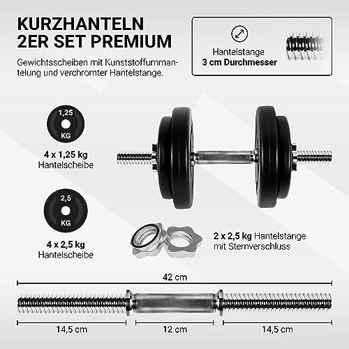 MSPORTS Hantelset Premium - Hantelstange + Hantelscheiben & Sternverschlüsse – verstellbare Langhantel/Kurzhantel Kombination für Home-Gym & Krafttraining – Bild 3