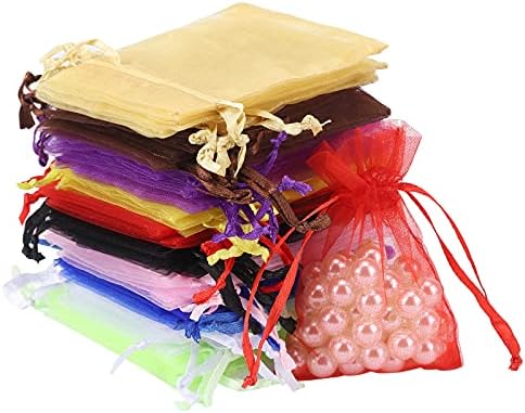 200Pcs Premium Sheer Organza Bags 2.8x3.6" Jewelry Gift Bags for Candy Jewelry Makeup Pouches(Mix)