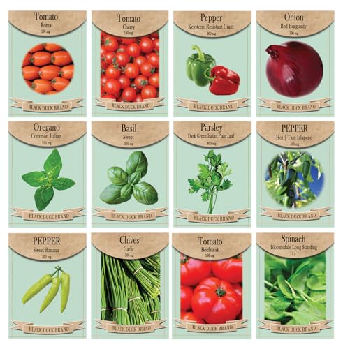 Set of 12 Pizza Garden Set - Non-GMO, Heirloom, and High Germination - Easy to Grow - Great for Pizza Lovers- Tomato, Basil, Spinach, & More!