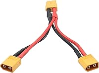 Vista 3 de Cable conector de batería paralelo XT60 corto, 14 AWG 1 hembra a 2 machos y divisor en Y, 3.93 pulgadas para cuadricóptero RC Multicopter