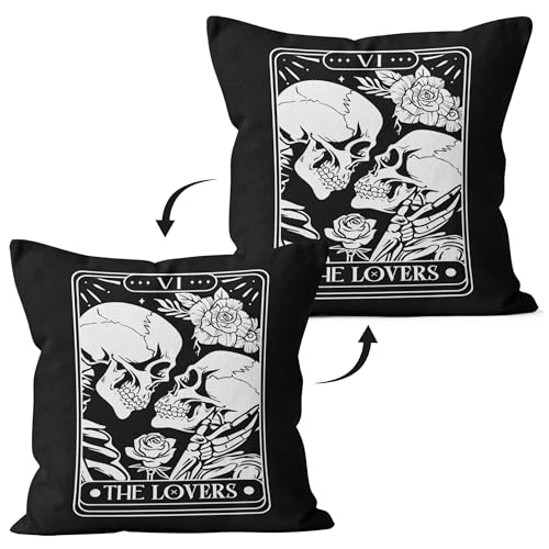 Qgfm 16 Gothic Pillow Covers 18X18,Skull Couple Decor Throw Pillow Covers thumb #1