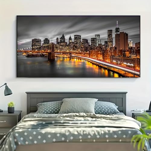 Grandes images murales pour salon pont de Brooklyn toile encadrée