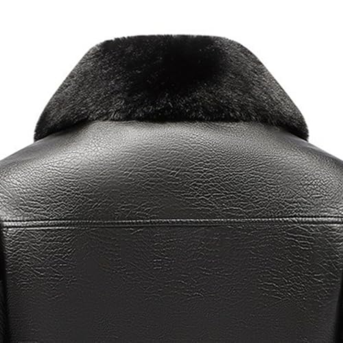 Chaqueta bomber de cuero para hombre con forro grueso miniatura 4