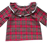Blouse bébé col voilants Noël cadeau naissance garçon fille HANDMADE in France taille 3-6 mois