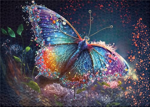 Ulmer Puzzleschmiede - Puzzle papillon rosée du matin - Puzzle de 1000 pièces avec contours...