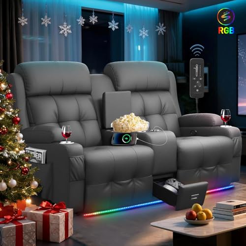 Home Theater Seating Loveseat Recliner Sofa,...