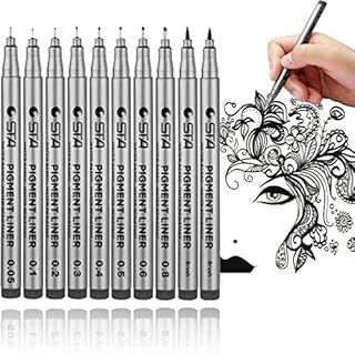 Lemical Black Fineliner Pens 10pcs Archival Ink Micro-pens Fine Point Drawing Pens Super Waterproof Paint Pens for Sketching, Anime, Manga, Artist Illustration, Technical Drawing, Bullet Journaling