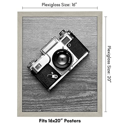 Americanflat 16x20 Picture Frame with Polished Plexiglass - Wide Picture Frames Made of Engineered Wood for Vertical or Horizontal Wall Display - Epic Collection - Grey