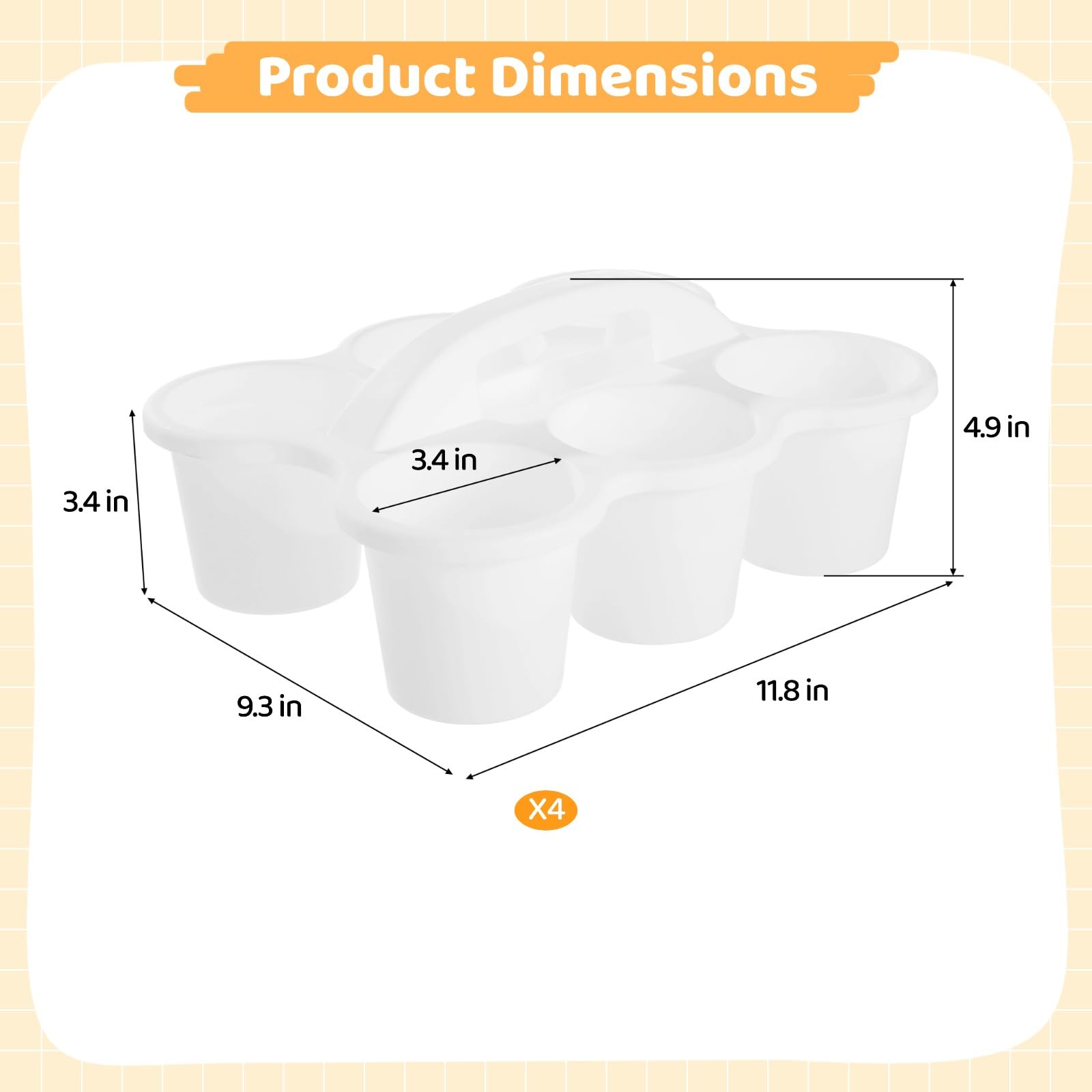 4 organizer da scrivania in plastica con manico, organizer a 6 scomparti, per cancelleria e matite, forniture artistiche per classe, ufficio, casa, cucina