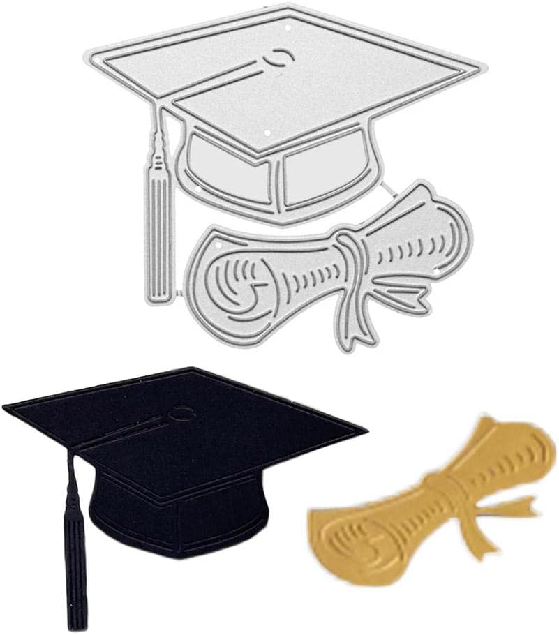 Graduation Hat Cutting Dies Bachelor Cap Metal Die Cuts Graduation Theme Background Embossing Mold for DIY Crafts Scrapbook Album Paper Card Making Accessories, Scrapbooking Die-Cuts