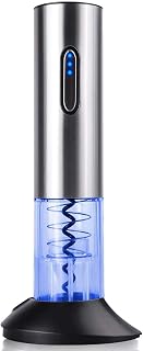 Electric Wine Opener, Automatic Electric Corkscrew, USB Rechargeable Premium Stainless Steel Wireless Wine Bottle Opener with Foil Cutter (Silver)