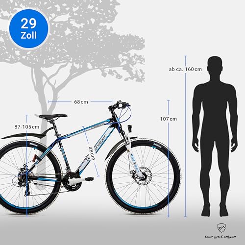 Mountainbike Bergsteiger Canberra 29 Zoll mit Aluminiumrahmen und 21 Gängen