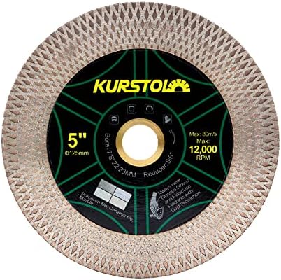KURSTOL Tile Diamond Saw Blade - 5"/125mm Dual-Purpose Diamond Cutting Disc,Angel Grinder Blade Arbor 7/8"-5/8" for Cutting and Grinding Ceramic Tiles,Porcelain,Granite,Marble