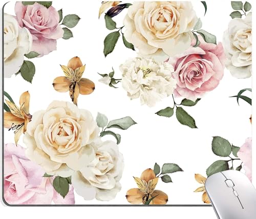 Image of Premium-Textured Mouse Pad, Non-Slip Rubber Base Mousepad for Laptop, Computer & PC, 9.5x7.9 in - Enhanced Precision, Ergonomic Comfort, Ideal for Gaming & Office (Roses Flower)