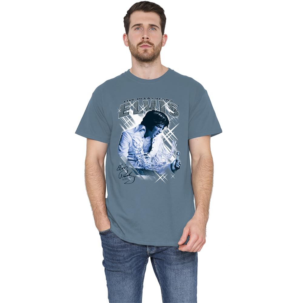 Elvis Presley Men's Vegas T-Shirt Carolina Blue - L