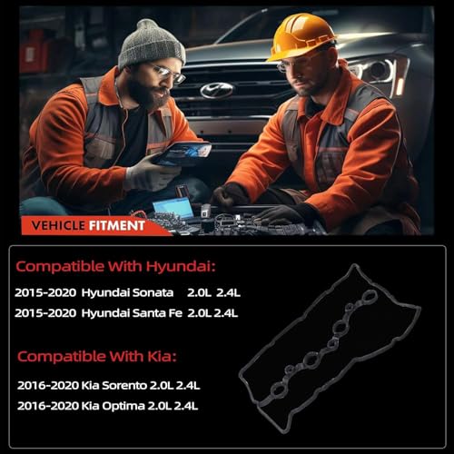 Image of 22441-2GGB0 Valve Cover Gasket Set | Hyundai Sonata Santa Fe Kia Optima Sorento, 2015-2020, 2.0L 2.4L L4 Engine, Replaces OE 224412GGB0 VS50892